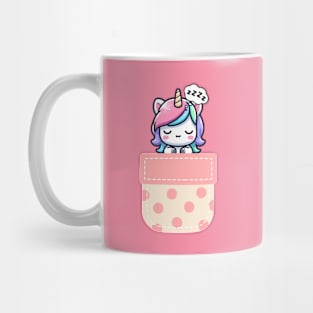 Sleepy Unicorn in Polka Dot Pocket Mug